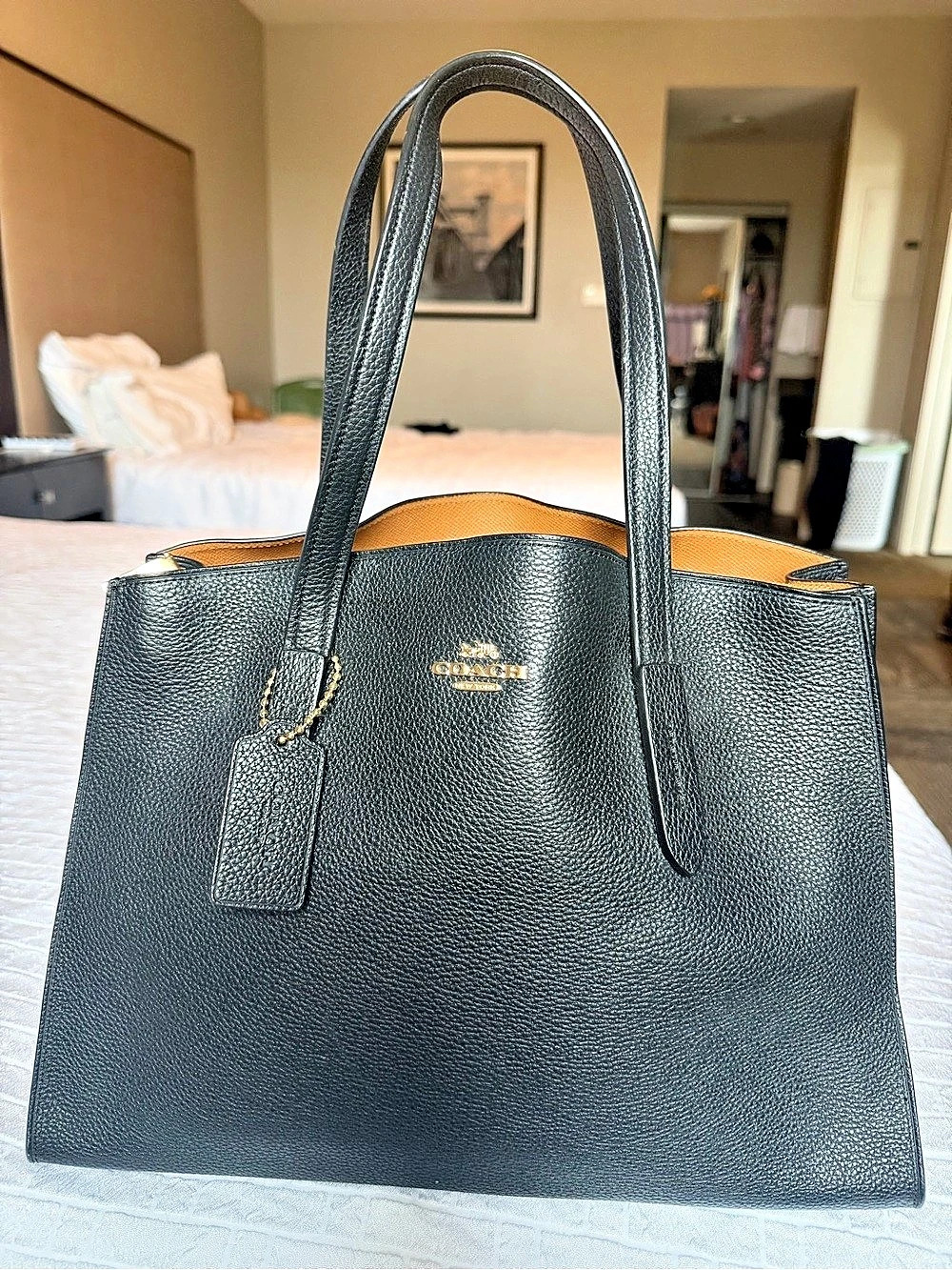 Coach City Tote Leather Black Pebbled Shoulder Bag-Never Carried
